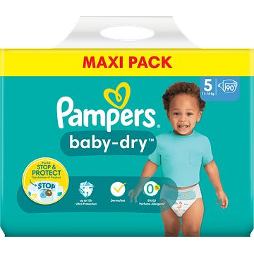 Foto van Pampers babydry maat 5, 90 luiers, tot 12 uur bescherming, 11kg16kg bij jumbo