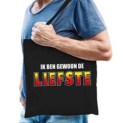 Foto van Ik ben gewoon de liefste tas / shopper zwart katoen heren - feest boodschappentassen