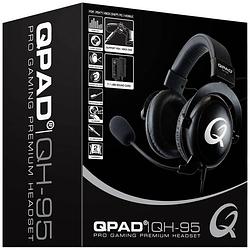 Foto van Qpad qh95 over ear headset kabel gamen 7.1 surround zwart volumeregeling, microfoon uitschakelbaar (mute)