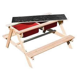 Foto van Sunny dual top 2.0 kinder- en waterpicknicktafel van fsc-hout, waterspeeltafel en zandtafel met deksel en rode