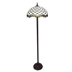 Foto van Clayre & eef cremekleurige vloerlamp tiffany ø 45*166 cm e27/max 2*60w 5ll-6113