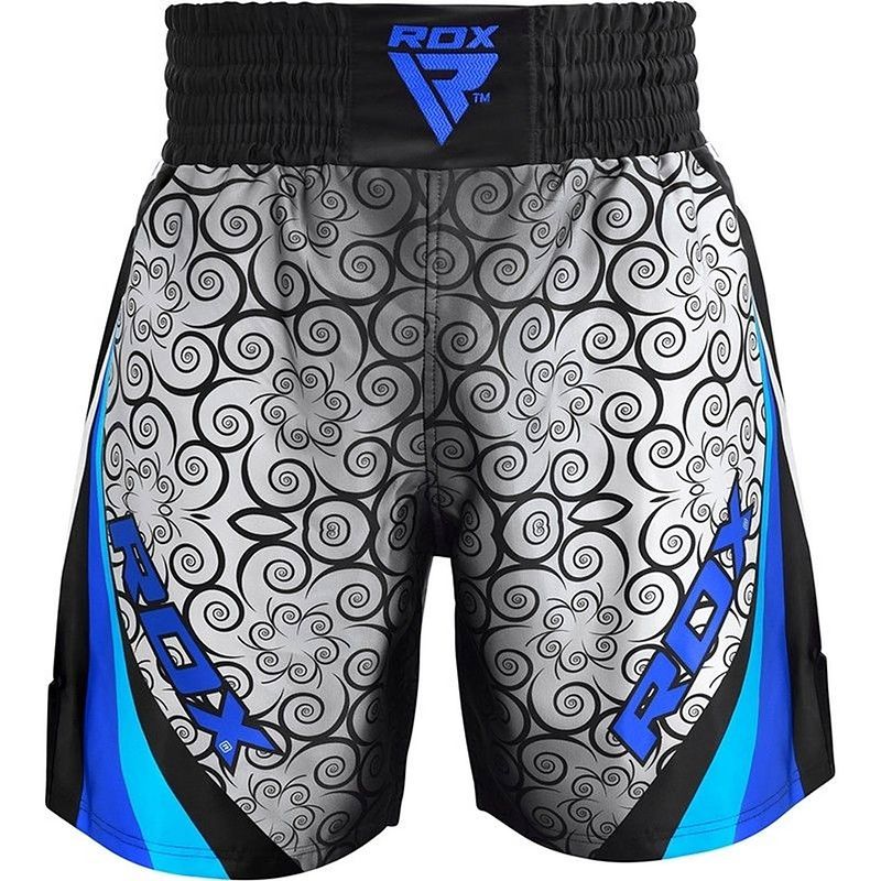 Foto van Rdx sports bss boxing training shorts satin r2 - blauw - xl - polyester