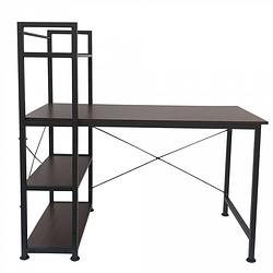 Foto van Bureau computertafel stoer - 3 opbergplanken - industrieel vintage bruin - metaal hout