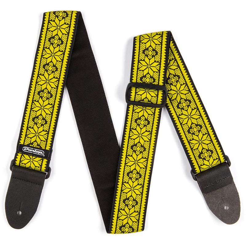 Foto van Dunlop d6702ye jacquard fillmore yellow strap gitaarband