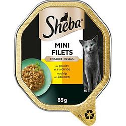 Foto van Sheba kattenvoer nat mini filets in saus kip & kalkoen kuipje 85g bij jumbo
