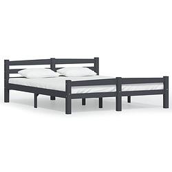 Foto van The living store bedframe massief grenenhout donkergrijs 160x200 cm - bed