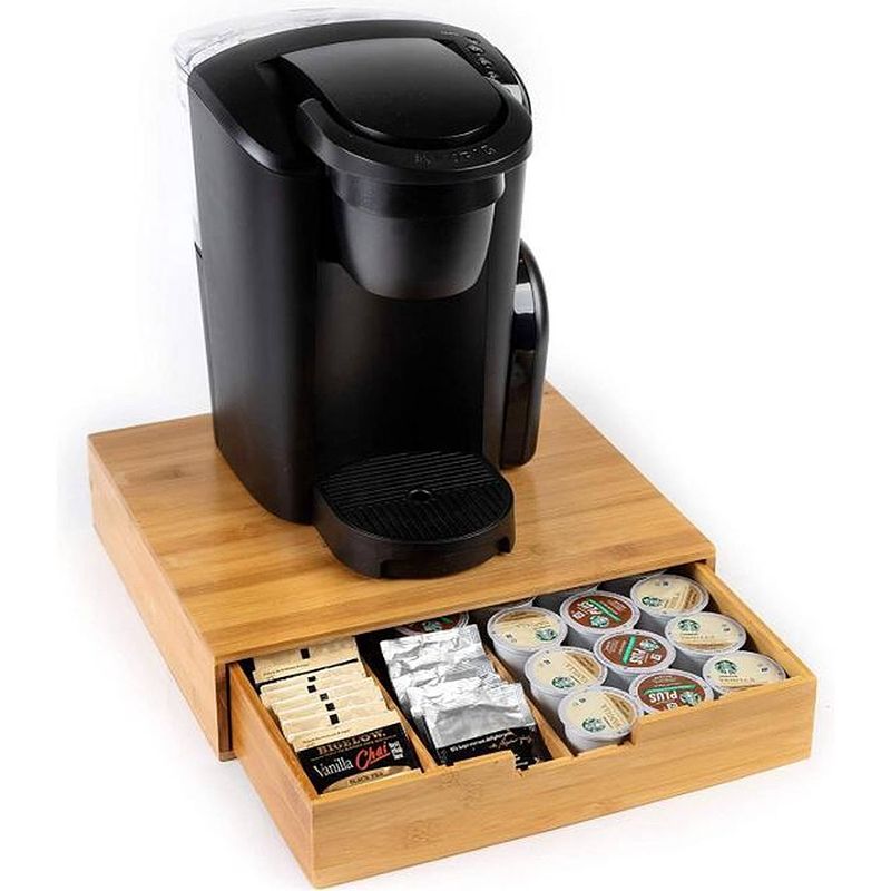 Foto van Premium bamboe koffie capsulehouder - 5 rijen - koffie cuphouder