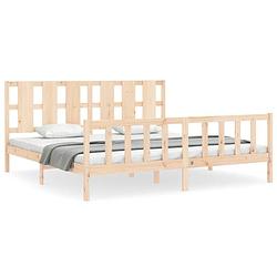 Foto van The living store massief grenenhouten bedframe - functioneel - bed - afmeting- 205.5 x 205.5 x 100 cm - ken- multiplex