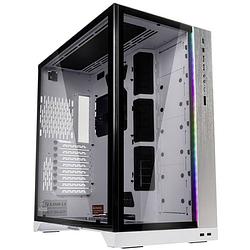 Foto van Lian li lian li o11dynamic xl (rog certified) midi-tower - weiß midi-tower pc-behuizing, gaming-behuizing wit, zwart geïntegreerde verlichting, zijvenster,