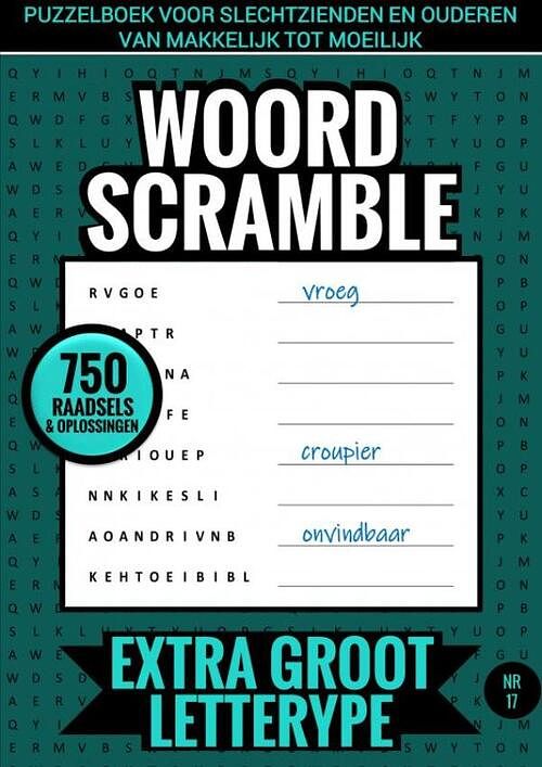 Foto van Puzzelboek voor slechtzienden en ouderen, van makkelijk tot moeilijk - woord scramble - extra groot lettertype - nr. 17 - puzzelboeken & meer -