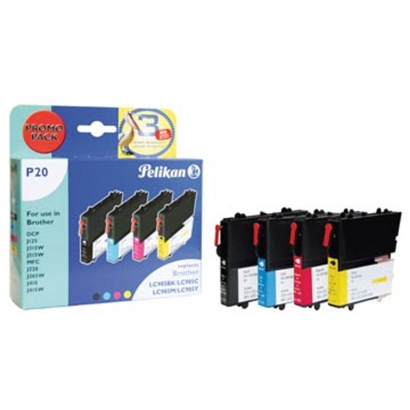 Foto van Pelikan inktcartridge 4 kleuren, 260 pagina'ss voor brother - oem: lc985valbp