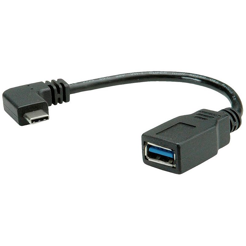 Foto van Roline usb-kabel usb 3.2 gen1 (usb 3.0 / usb 3.1 gen1) usb-c stekker, usb-a bus 0.15 m zwart 11.02.9031