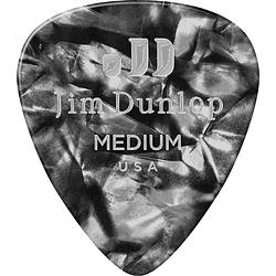 Foto van Dunlop 483p02md celluloid shell pick perloid zwart medium plectrum set 12 stuks