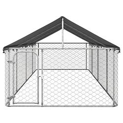 Foto van The living store hondenkennel - gegalvaniseerd staal - 600 x 200 x 150 cm - met dak