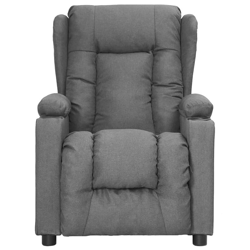 Foto van The living store verstelbare stoel - fauteuil - lichtgrijs - 72.5x96x99.5cm - met 2 bekerhouders