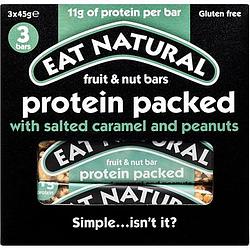 Foto van Eat natural fruit & nut bars protein packed with salted caramel and peanuts 3 x 45g bij jumbo