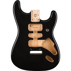 Foto van Fender deluxe series stratocaster hsh alder body black losse elzenhouten solid body voor elektrische gitaar