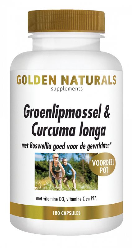 Foto van Golden naturals groenlipmossel & curcuma longa capsules