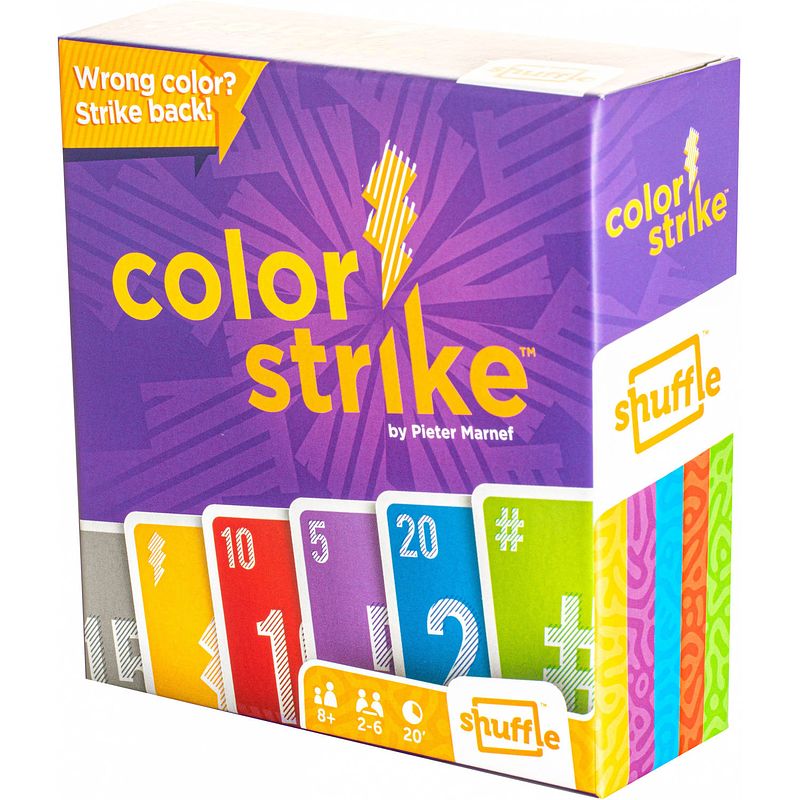 Foto van Shuffle kaartspel color strike karton paars/groen 111-delig