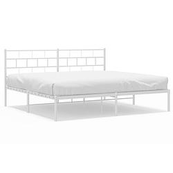 Foto van Vidaxl bedframe met hoofdbord metaal wit 200x200 cm