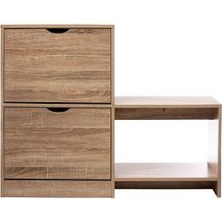 Foto van Gebor - schoenenkast - schoenen organizer - schoenenrek - schoenen opbergruimte - naturel - houtlook -