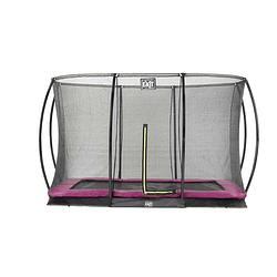 Foto van Exit silhouette verlaagde trampoline met veiligheidsnet rechthoekig - 214 x 305 cm - roze