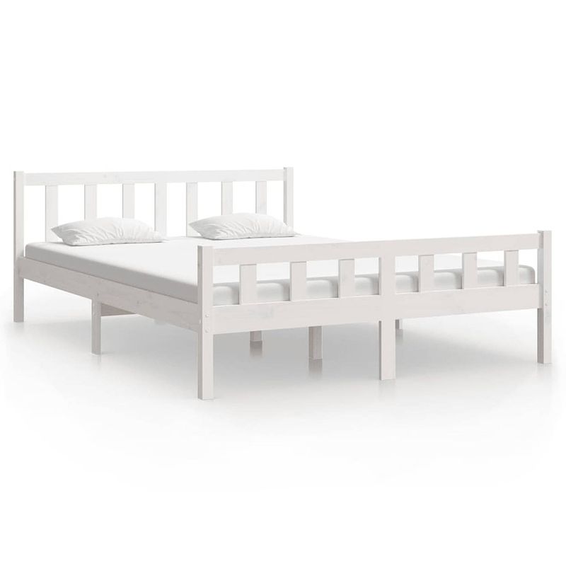 Foto van Vidaxl bedframe massief hout wit 120x200 cm