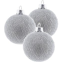 Foto van 3x zilveren cotton balls kerstballen decoratie 6,5 cm - kerstbal