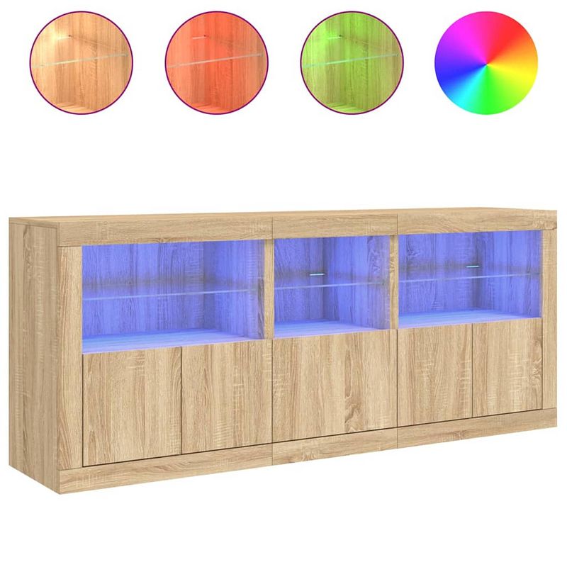 Foto van Vidaxl dressoir met led-verlichting 162x37x67 cm sonoma eikenkleurig