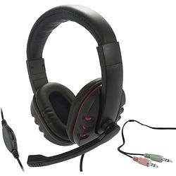 Foto van Nördic game-n1025 stereo gaming headset met microfoon en volumeregeling 3,5 mm jack, 2,2 m kabel, zwart/ rood