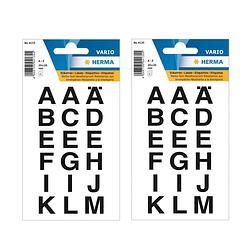 Foto van Stickervellen met 72x stuks alfabet plak letters a-z zwart 20x20 mm - stickers