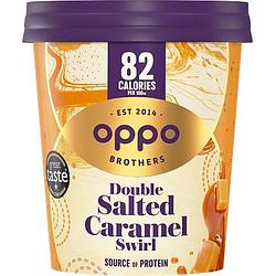 Foto van Oppo brothers double salted caramel swirl ice cream 475ml bij jumbo
