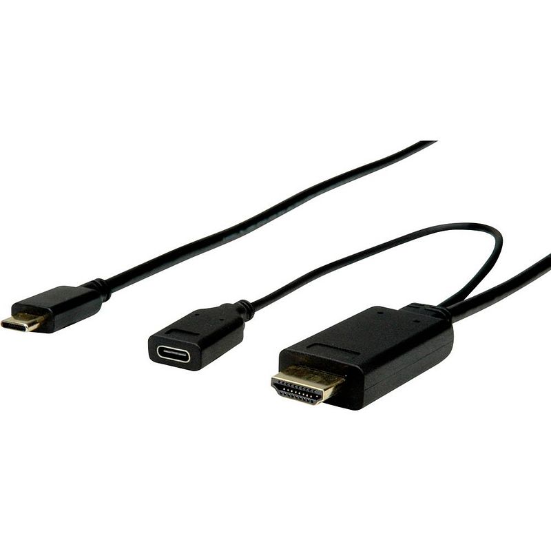 Foto van Roline usb-c / hdmi adapterkabel usb-c stekker, hdmi-a stekker 1.00 m zwart 11.04.5950 usb-c-displaykabel