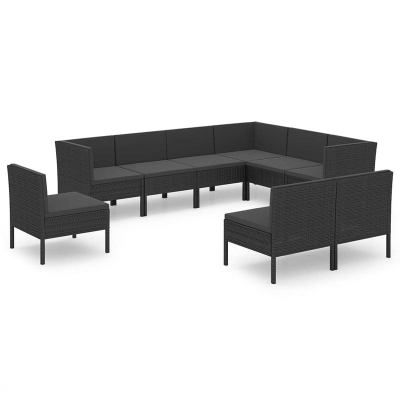 Foto van Vidaxl 9-delige loungeset met kussens poly rattan zwart