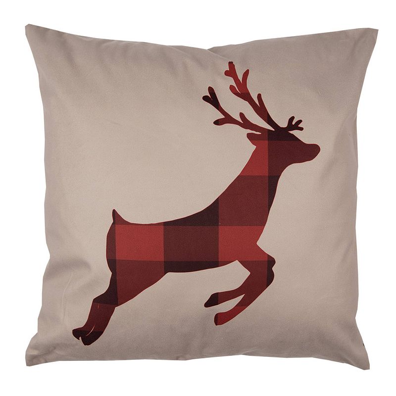 Foto van Haes deco - kerst kussenhoes 45x45 cm - rood - collectie: traditional x-mas - sierkussen, kussenhoes