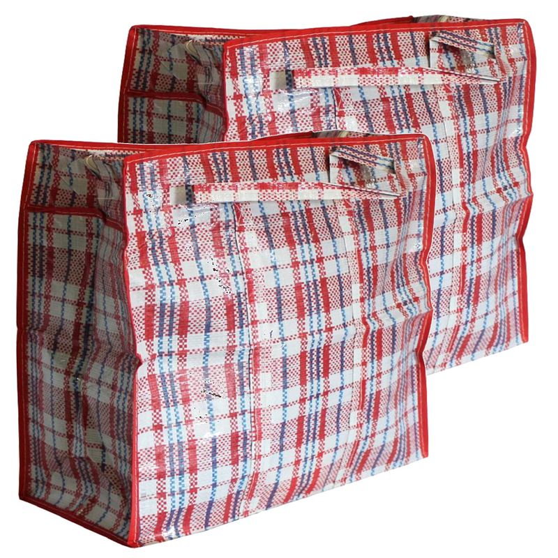 Foto van 2x stuks wastas/boodschappentas/opbergtas rood print 100 x 70 x 30 cm - shoppers