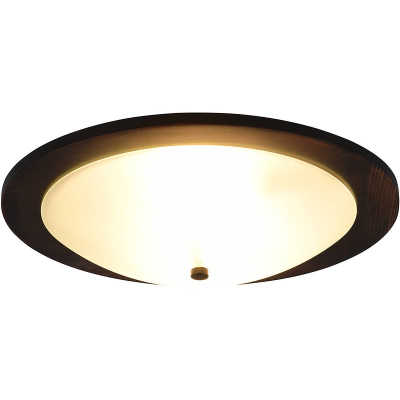 Foto van Led plafondlamp - plafondverlichting - trion palan - e27 fitting - 2-lichts - rond - mat donkerbruin - hout