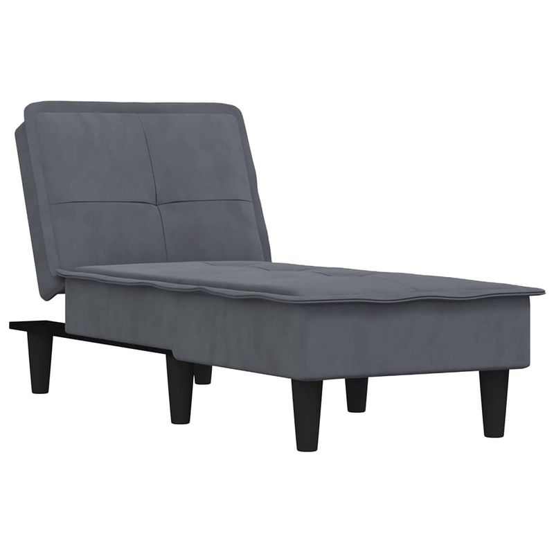 Foto van The living store verstelbare chaise longue - donkergrijs fluweel - 55 x 140 x 70 cm - multifunctioneel en comfortabel