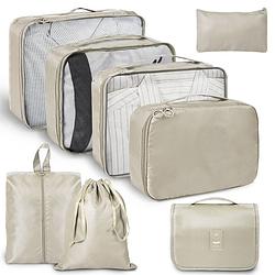 Foto van Fordig 8-delige packing cubes (beige) - bagage / koffer organizer