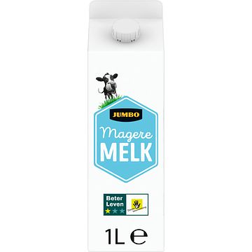 Foto van Jumbo magere melk met 1 ster beter leven keurmerk 1l