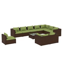 Foto van Vidaxl 11-delige loungeset met kussens poly rattan bruin