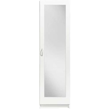 Foto van Kledingkast varia 1-deurs inclusief spiegel - wit - 175x49x50 cm - leen bakker