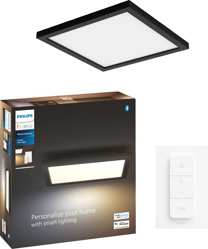 Foto van Philips hue aurelle paneellamp white ambiance vierkant zwart