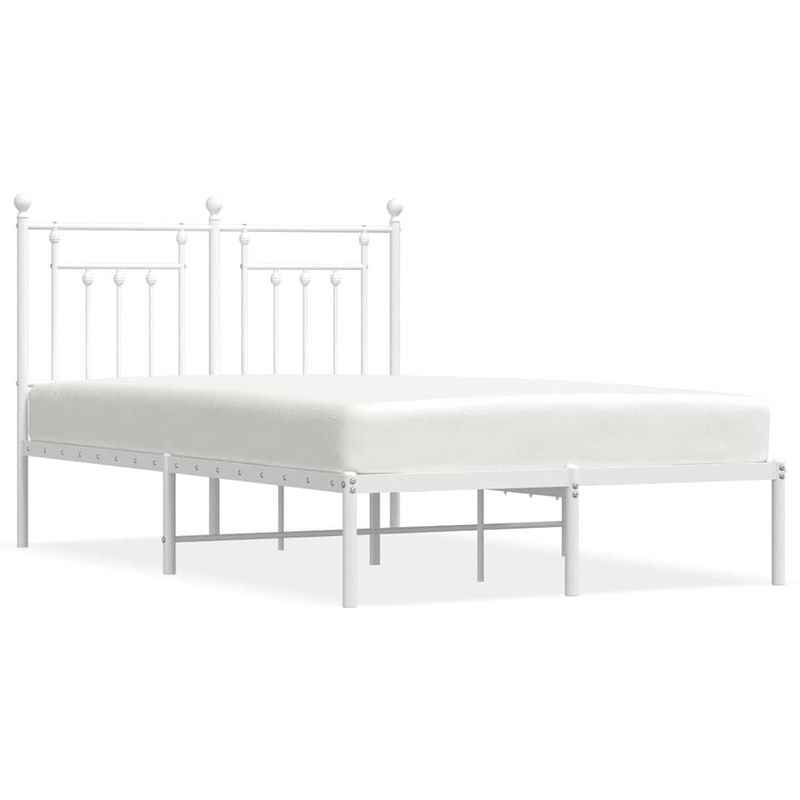 Foto van The living store bedframe - klassiek wit - 196x142x97cm - staal