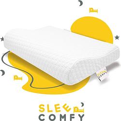 Foto van Sleep comfy - traagschuim hoofdkussen - geschikt voor rug-, zij-en buikslapers - neksteun kussen-m 57x37x10/7 cm