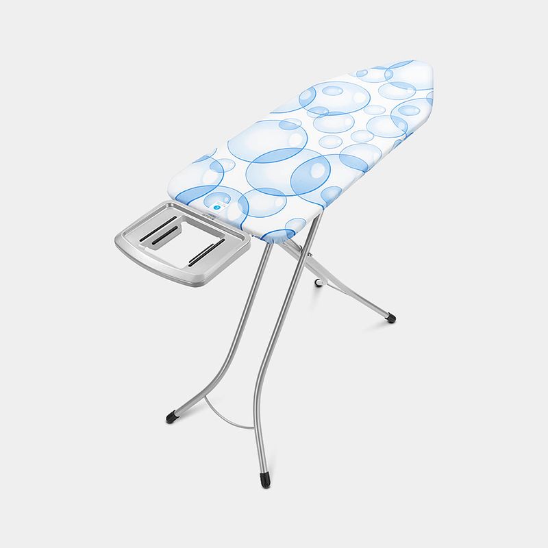 Foto van Brabantia perfectflow strijkplank c, 124x45 cm bubbles met solide strijkijzerhouder - metallic grey