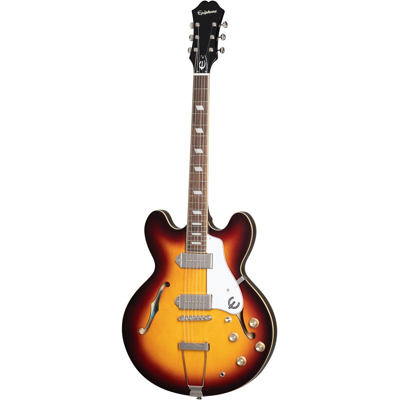 Foto van Epiphone original collection casino vintage sunburst semi-akoestische gitaar met premium gigbag