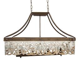 Foto van Clayre & eef hanglamp 92*37*63 cm wit hout ijzer hanglamp eettafel hanglampen eetkamer wit hanglamp eettafel