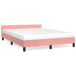 Foto van The living store bedframe fluwelen stof - 193 x 143 x 50 cm - roze