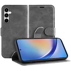 Foto van Just in case premium wallet case voor samsung a35 telefoonhoesje grijs